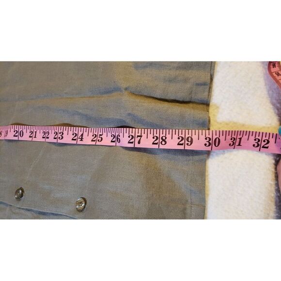 Pronto‎ Uomo 100% Linen Short Sleeve Button Down Shirt Brown Size L Designer - Picture 16 of 16